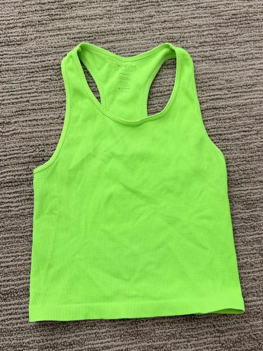 Comfort Cove Women’s Neon Green Ribbed Racerback Tank Top